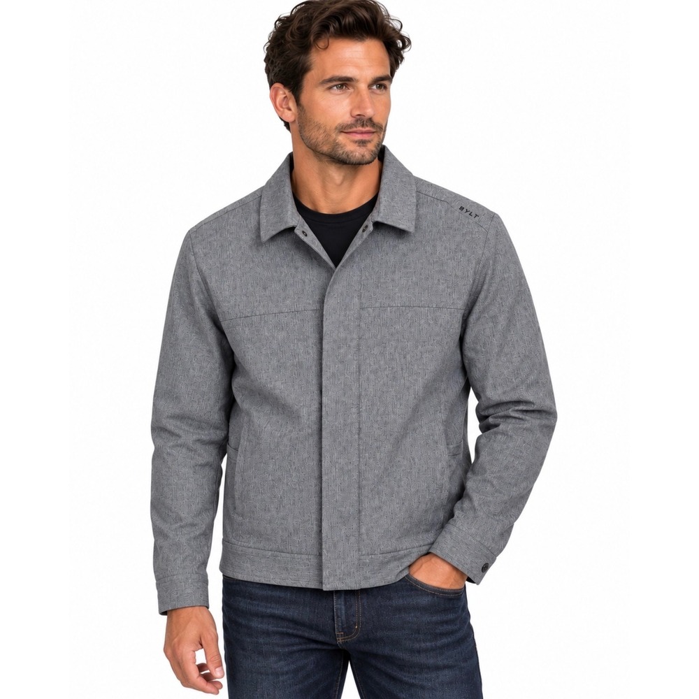 NEW BYLT Premium Basics Mens District Jacket Size S Grey Stretch Snap Front
